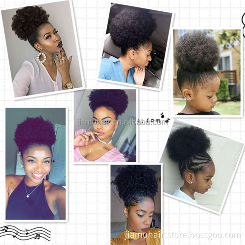 Drawstring Afro Kinky Curly Cozy  Pony Tail  Ponytails Hair Extensions Puff Bun Synthetic Hair Chignon Ponytails Wholesale